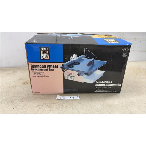 Power Fist 8000365 Diamond Wheel Benchmount Saw, 7” Blade, 3,600 RPM, 120V, 3.75A