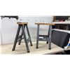 Image 1 : Pair of Iron Horse Work Systems Foldable Sawhorses with Wooden Tops