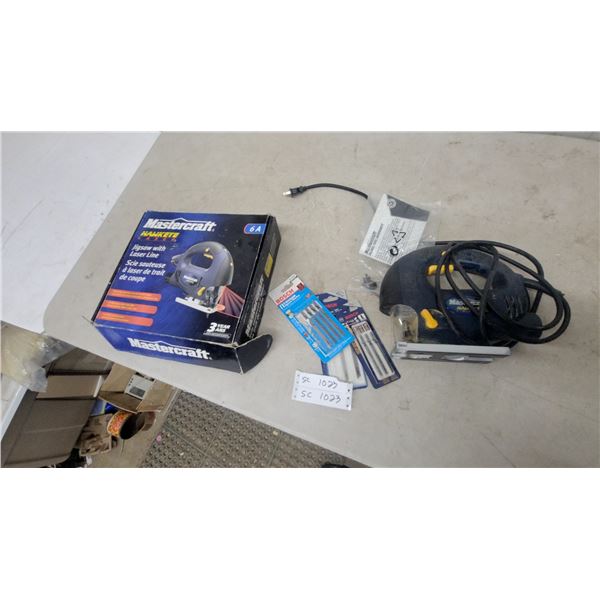 Mastercraft Hawkeye Laser 6 Amp Jigsaw with Laser Line and Bosch T-Shank Jigsaw Blades