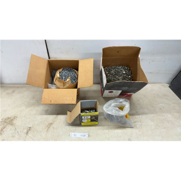 Assorted Nails Including 6D Galvanized Wire Nails, 2” Roofing Nails, 1 1/4” Roofing Nails