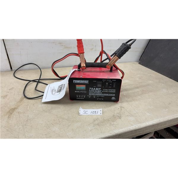 Powerfist PTC75-A Fully Automatic Battery Charger and Engine Starter, 75 Amp 12-Volt Starter