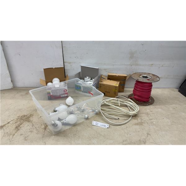 Assorted LED Bulbs, Philips CFL Bulbs, Electric LED Bulbs, Electrical Wire Spool
