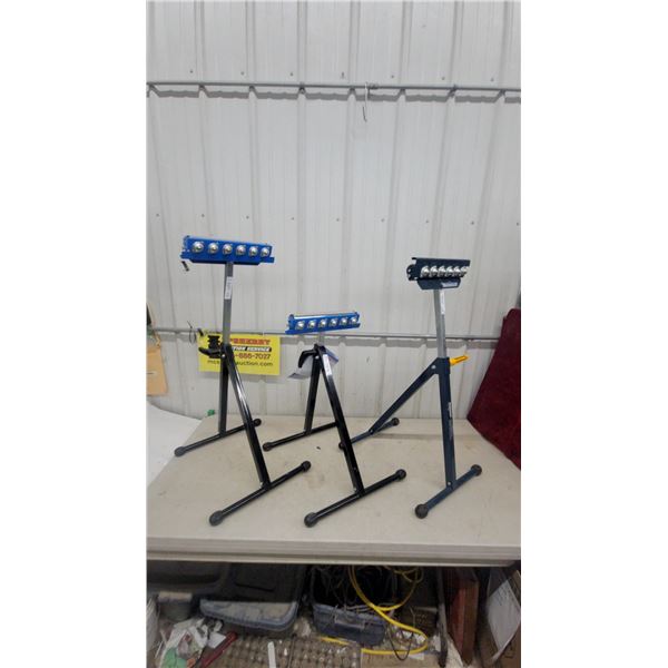 Lot of 3 Adjustable Roller Stands Including Mastercraft Multi-Directional Ball Roller Stand and Mor