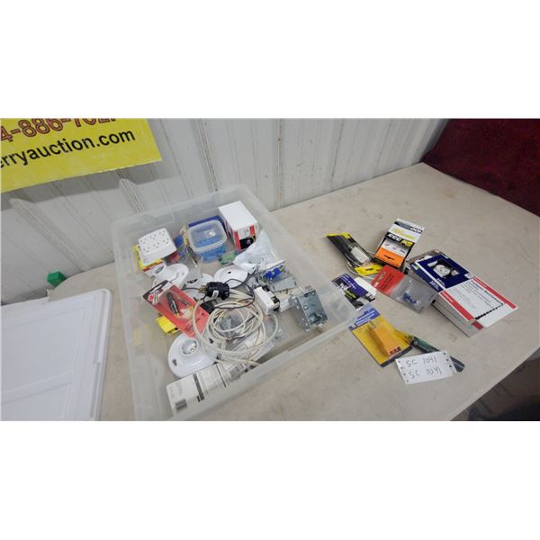 Lot of Electrical Supplies: Outlets, Switches, Sockets, Wire, Circuit Tester, Timer