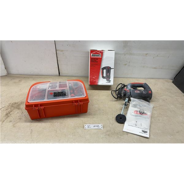 Jobmate 4 Amp Cut-Out Tool 54-8229-2 with Circle Guide and Black and Decker Bit Set