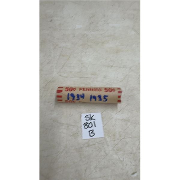 Roll of Canada Pennies, All 1934-1935
