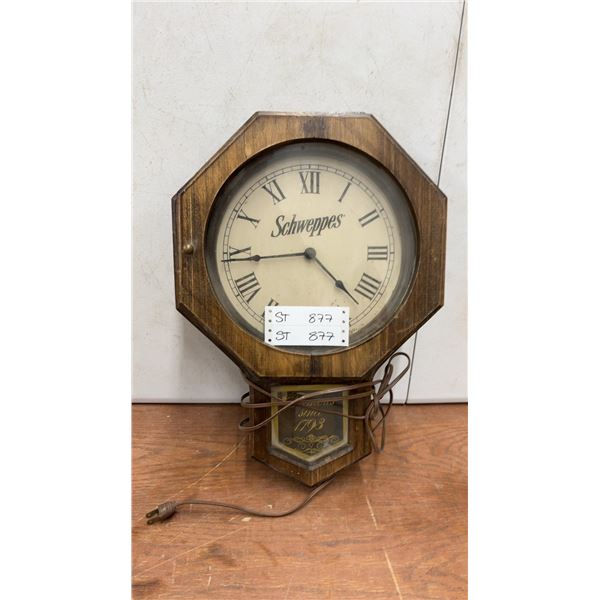 Schweppes "Famous Since 1793” Wall Clock and Power Cord
