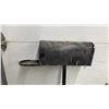 Image 4 : Black Metal Mailbox on Post with Red Flag and White Label