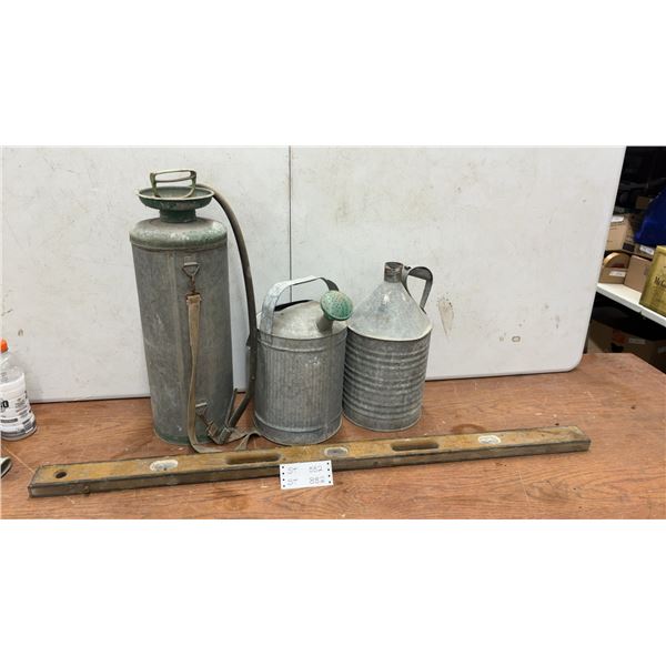 Vintage Galvanized Sprayer, Watering Can, and Jug
