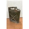 Image 2 : Three Vintage Metal Gas Cans: Two Military-Style Jerry Cans and One Small "Gasoline" Can