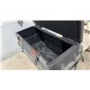 Image 4 : Black Plastic ATV Rear Storage Box with Padded Backrest, Reflectors, and Tie-Down Straps