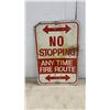 Image 4 : Two Metal Road Signs: No Stopping Any Time Fire Route and 2 Hour Parking