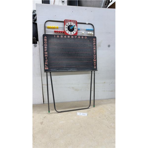 Kiddy Clock Chalkboard and Abacus on Stand, Made in Canada by Eagle Toys