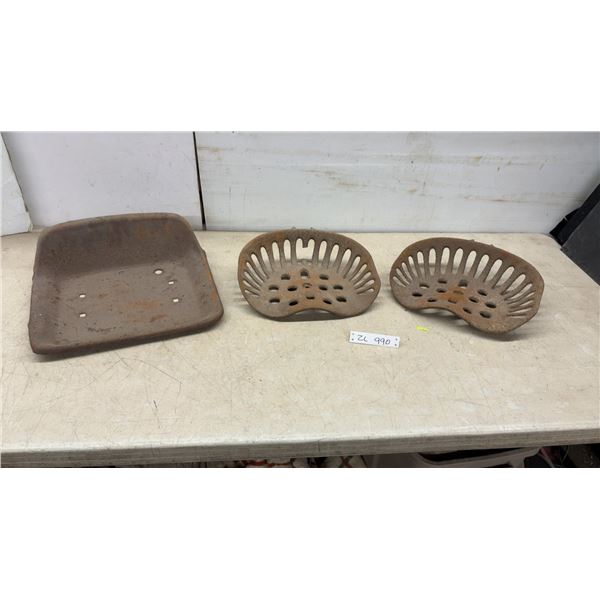Antique Cast Iron Tractor Implement Seats, Set of Three