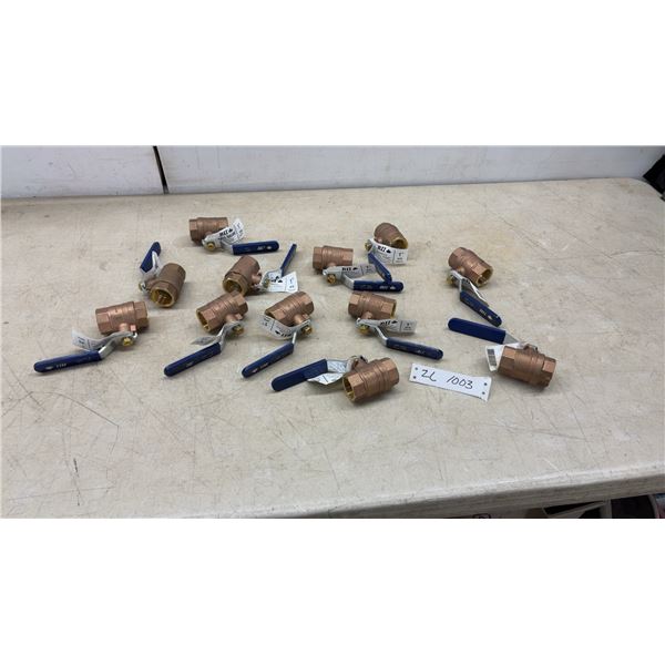 New 1” Full Port Forged Brass Ball Valves, 600 WOG and 400 WOG, Set of 12