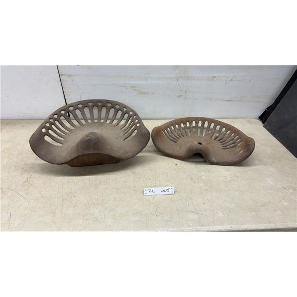 Pair of Antique Cast Iron Tractor Implement Seats