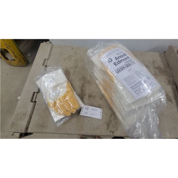10 New Ansell Edmont Golden Grab-It II Industrial Gloves, Model 16-347