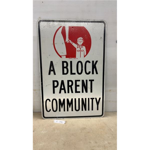 Vintage 1968 BPPCI "A Block Parent Community" Metal Sign, 35 × 24”