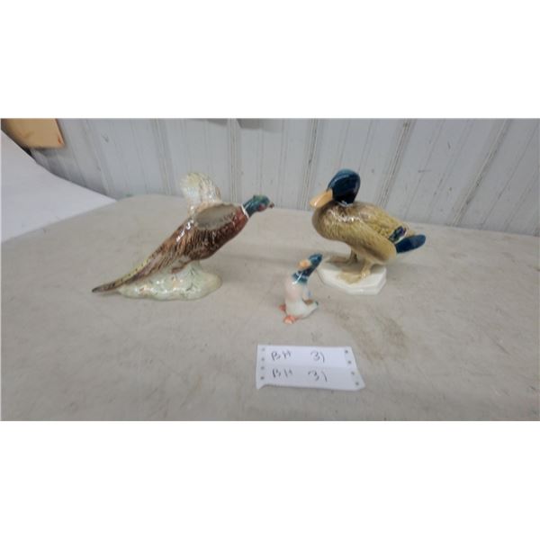 Beswick Ceramic Figurines: Flying Mallard Drake Model 817, Pheasant