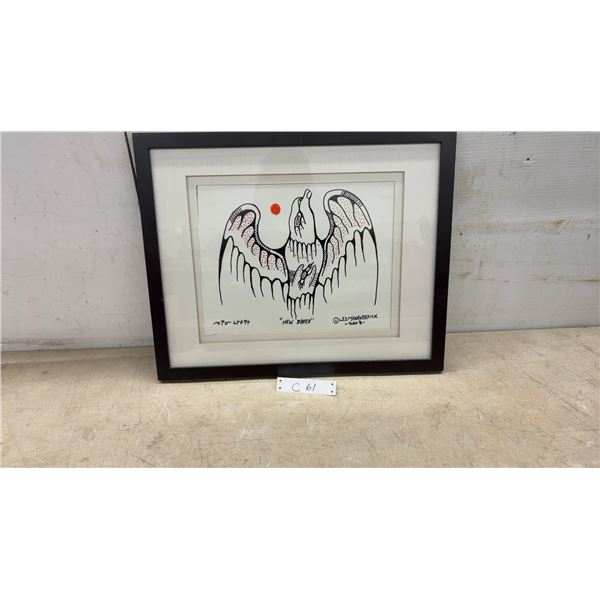 Framed "New Breed" Artwork by Les Mawakeesick, 2008, 17 × 21”