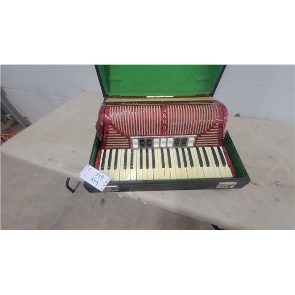 Hohner Tango IIMS Piano Accordion with Red Marbled Finish and Case
