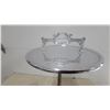 Image 2 : MCM Ornate Silver-Toned Metal Pedestal Serving Stand with Fluted Column and Rope-Design Base