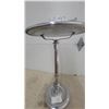 Image 4 : MCM Ornate Silver-Toned Metal Pedestal Serving Stand with Fluted Column and Rope-Design Base