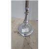 Image 5 : MCM Ornate Silver-Toned Metal Pedestal Serving Stand with Fluted Column and Rope-Design Base