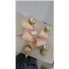 Image 1 : Set of 4 Mid-Century Modern Wall Sconces With Peach Fiberglass Shades and Brass Plates, 1950s