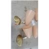 Image 2 : Set of 4 Mid-Century Modern Wall Sconces With Peach Fiberglass Shades and Brass Plates, 1950s