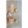 Image 3 : Set of 4 Mid-Century Modern Wall Sconces With Peach Fiberglass Shades and Brass Plates, 1950s