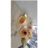 Image 4 : Set of 4 Mid-Century Modern Wall Sconces With Peach Fiberglass Shades and Brass Plates, 1950s