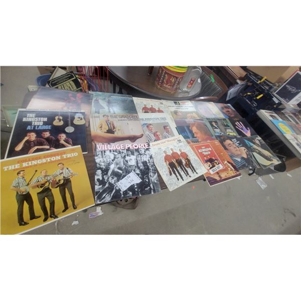 50 Vintage Vinyl Record Lot: Kingston Trio, Johnny Cash, Simon and Garfunkel, Village People