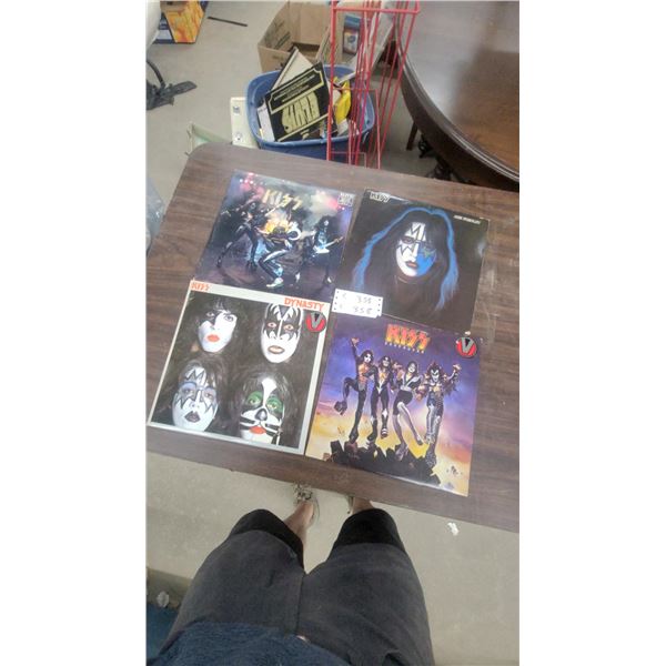 4 KISS Vinyl Records Including Alive!, Ace Frehley Solo, Dynasty, and Destroyer