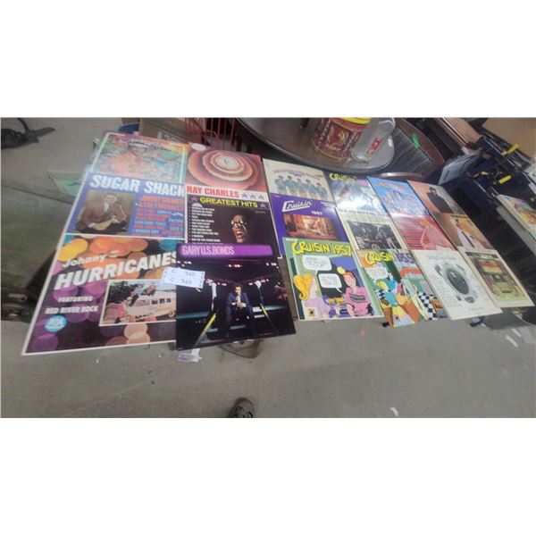 50 Vintage Vinyl Record Lot: Johnny and the Hurricanes, Ray Charles, Sugar Shack, Cruisin'