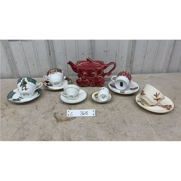 Royal Standard Bonnie Scotland Teacups, Charlotte Bavaria Cup, Careage TeaPot