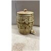 Image 2 : Vintage 1950s-60s Ceramic Western-Themed Barrel Beverage Dispenser With Lid and Spigot, Chip