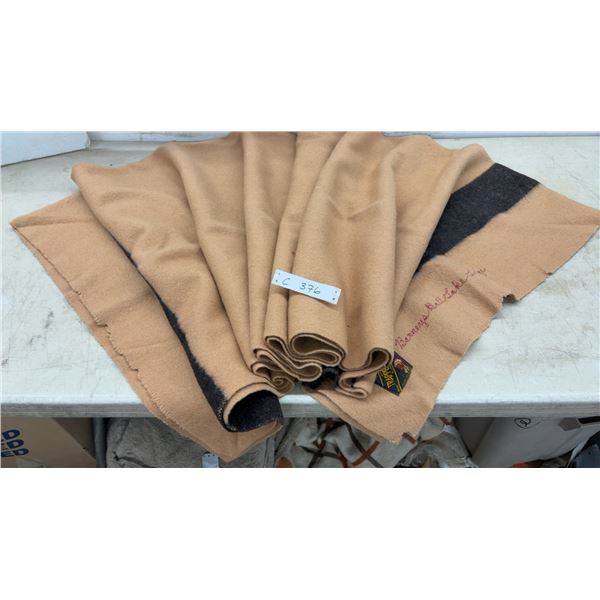 Genuine Trapper Point All Wool Blanket, Made in England, Tan with Black Stripes, Ball Lake Lodge