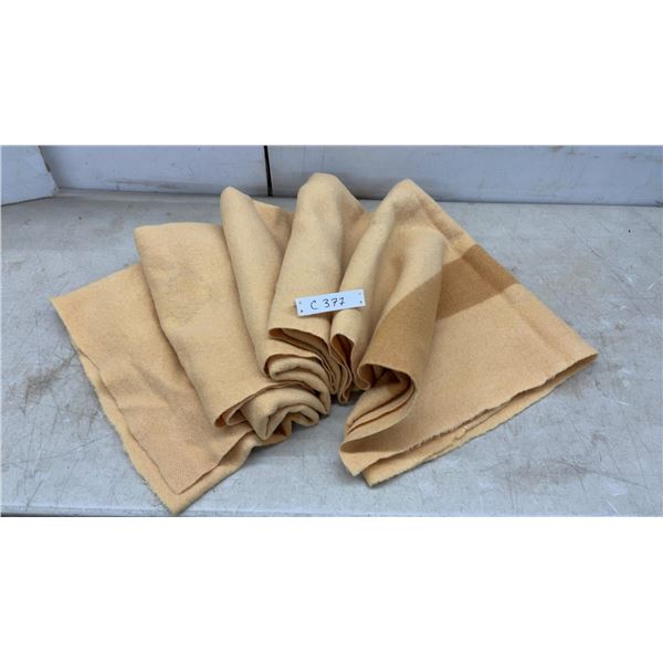Vintage Cream Wool-Blend Blanket with Brown Stripes