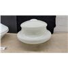 Image 2 : Vintage Milk Glass Light Shades, Tiered Conical and Bulbous Drum Styles, Set of 2