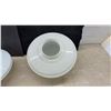 Image 4 : Vintage Milk Glass Light Shades, Tiered Conical and Bulbous Drum Styles, Set of 2