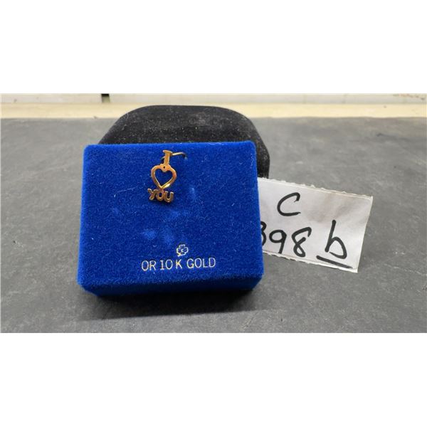 10 Karat Gold Pendant Charm "I Love You"