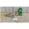 Image 1 : Vintage Green Giant Little Sprout Corded Speaker, Telephone, and Framed Puppies Clock
