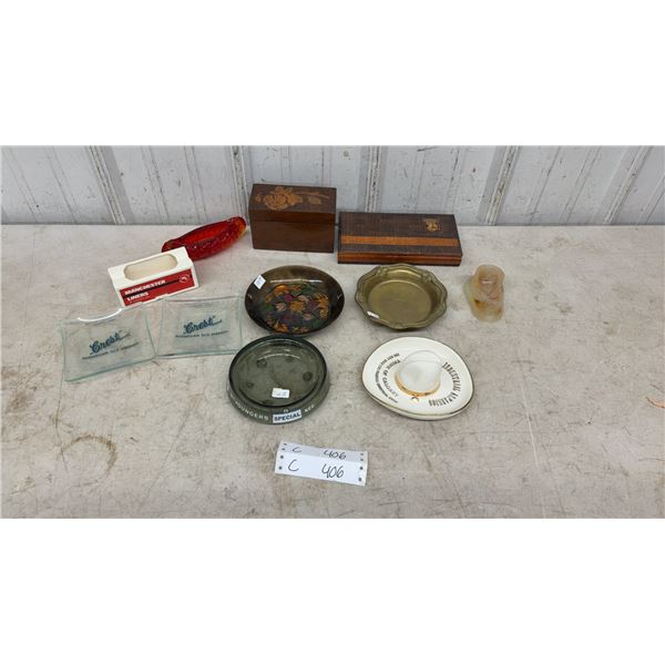 Advertising Ashtrays and Cigar Boxes