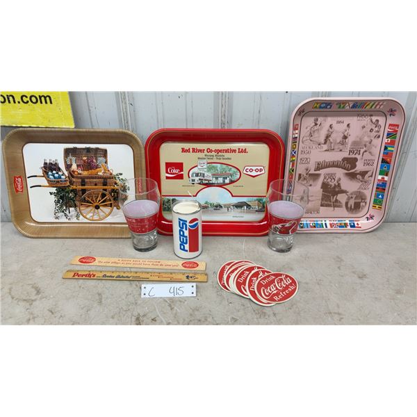 Vintage Coca-Cola Trays, Glasses, Rulers, Coasters