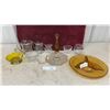 Image 1 : Iridescent Octagonal Glass Center-Handle Serving Tray, Etched Floral