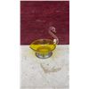 Image 7 : Iridescent Octagonal Glass Center-Handle Serving Tray, Etched Floral