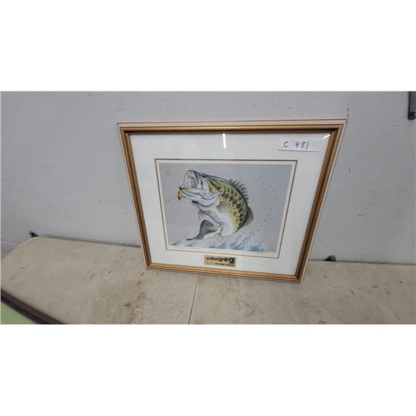 Framed Limited Edition Print "Smallmouth Strike" by Linda Mason, 1995, No. 70/200 17.6”×20” hand
