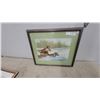 Image 1 : Framed Art Print of Two Ducks in Water Scene with Reeds, Signed J. F. Gaughenbaugh 18”×21”