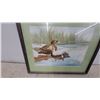 Image 2 : Framed Art Print of Two Ducks in Water Scene with Reeds, Signed J. F. Gaughenbaugh 18”×21”